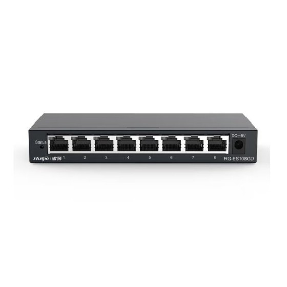 8口千兆 RG-ES108GD 企业级铁壳非网管桌面型交换器分流器